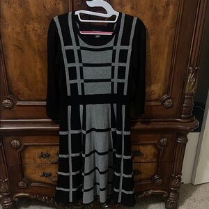 Liz Claiborne Black and Gray Checkered Dress